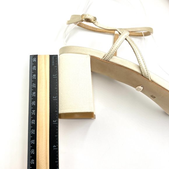 Badgley Mischka Size 8.5 Blaine Ivory Satin Jeweled Dress Sandals Heels Shoes - Picture 11 of 14